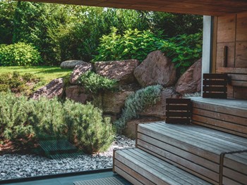 Sauna with View of the Natural Outdoor Area at Heaven Spa – Naturresort Puradies, Leogang, Salzburger Land Sauna with view of the natural outdoor area, Puradies Leogang